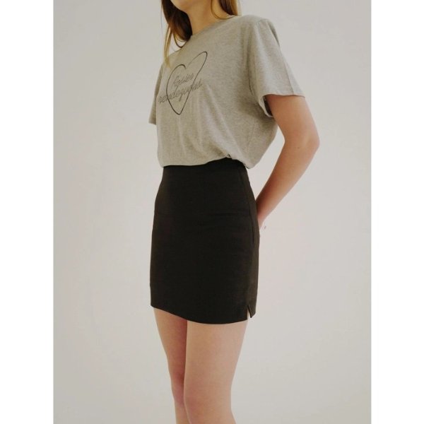 Slit Mini Basic Skirt Black