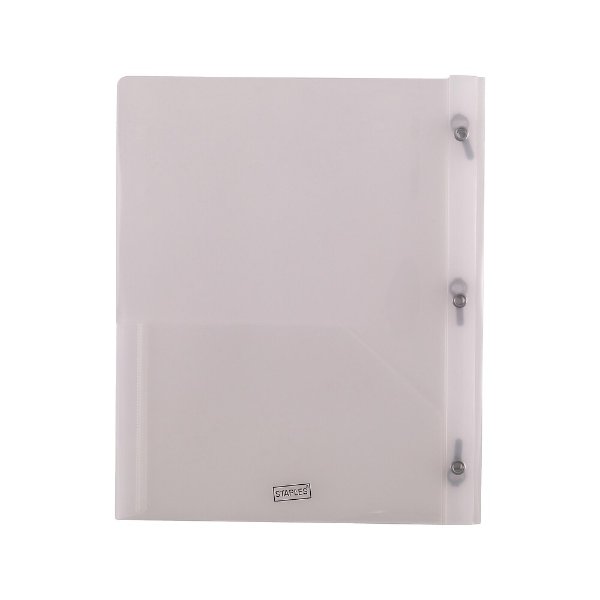Staples 2-Pocket Presentation Folder with Fasteners, Clear (26387)