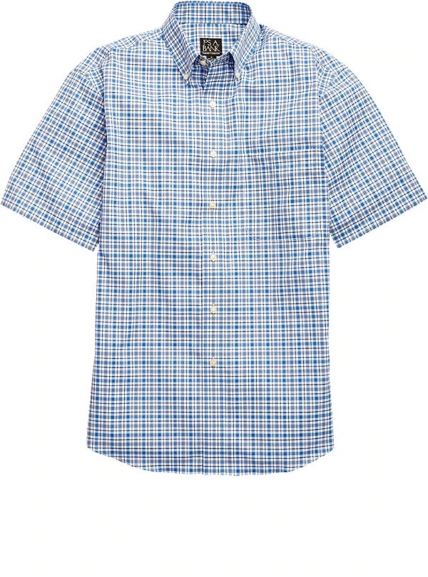 Traveler Collection Traditional Fit Button-Down Collar Plaid Short