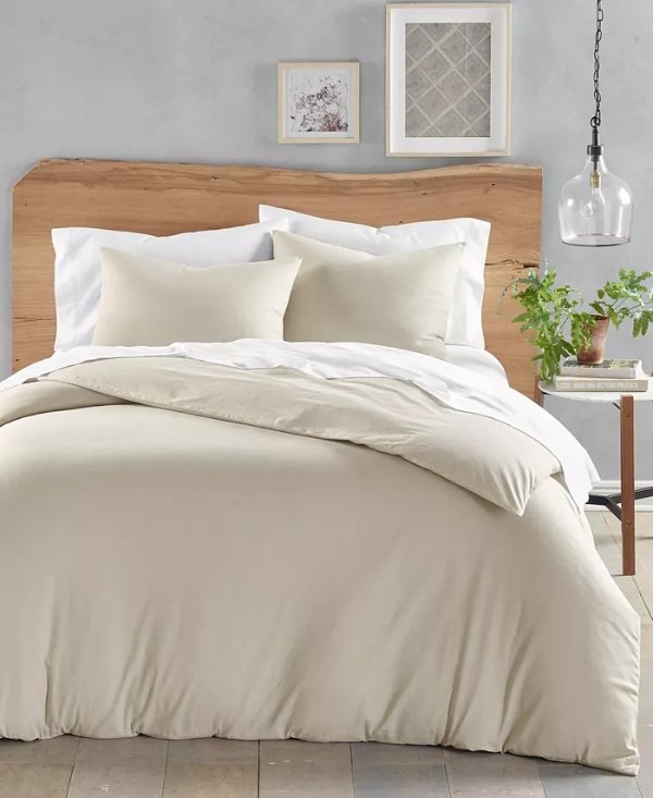 Solid Cotton Hemp 3-Pc. Duvet Cover Set, Full/Queen, Created for Macy's