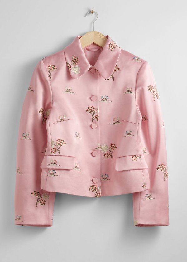 Floral Embroidery Satin Jacket