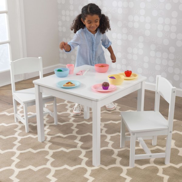 Wooden Aspen Table & 2 Chair Set, Children's Furniture - White