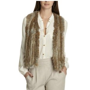 Senfloco Women's Vintage Real Knitted Rabbit Fur Vest