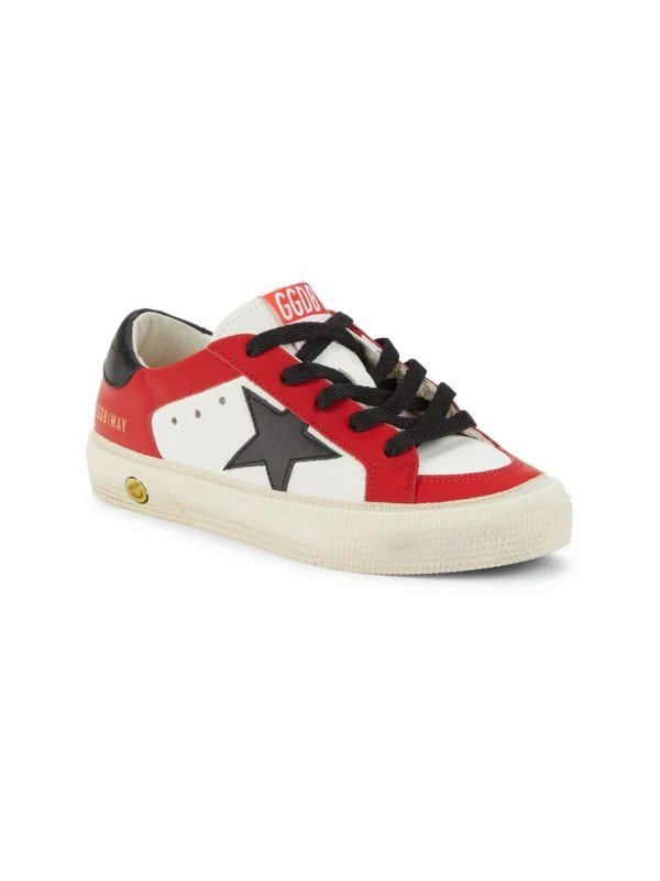 Kid's Colorblock Star Leather Sneakers