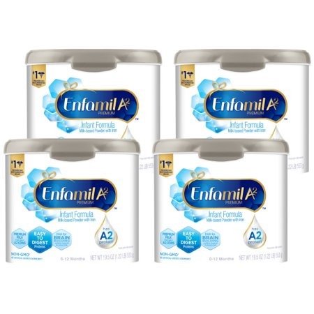 A2 Premium Infant Formula, Milk-based Powder with Iron 19.5 oz, Pack of 4