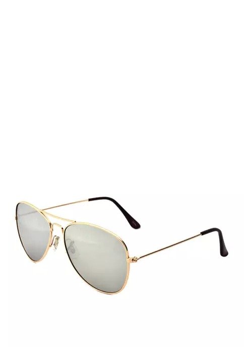 Mirrored Lens Gold Aviator Sunglasses