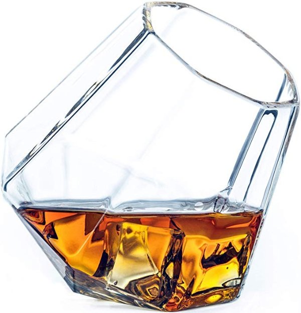 Diamond Whiskey Glasses, Premium Designer Tumblers for Spirits and Wine, 10-Ounces, Gift Boxed - Set of 2