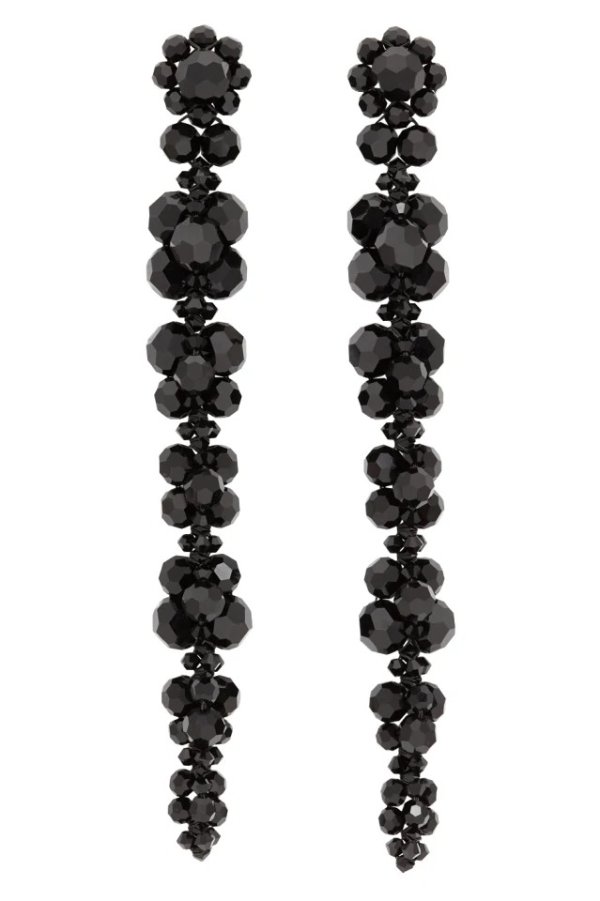 Black Long Cluster Drip Earrings