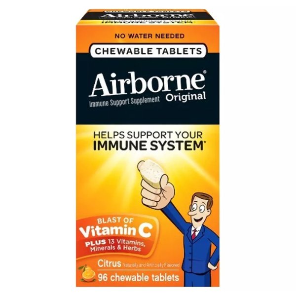 Immune Support Chewable Tablets with Vitamin C &#38; Zinc - Citrus - 96ct