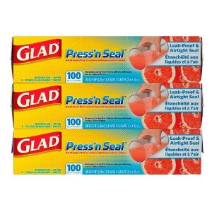 Glad Press'n Seal 透明食物保鲜膜，100 平方英尺x3盒