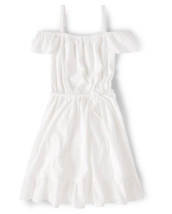 Womens Mommy And Me Eyelet Off Shoulder Dress - simplywht
