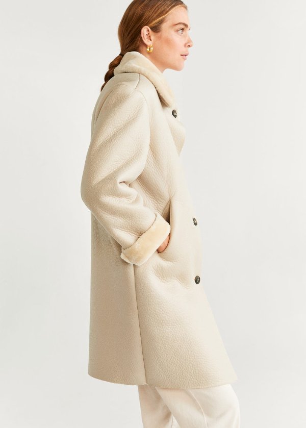 Faux shearling-lined lapel coat - Women | OUTLET USA