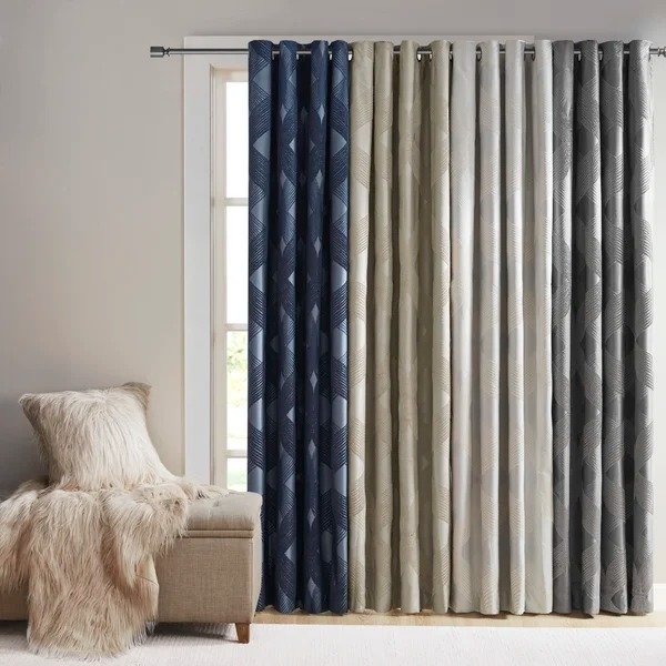 Hambrick Ogee Knitted Jacquard Geometric Grommet Single Curtain Panel