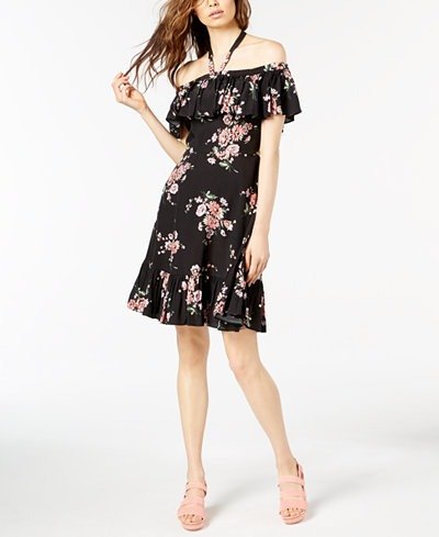 Floral-Print Off-The-Shoulder Dress, Created for Macy's
