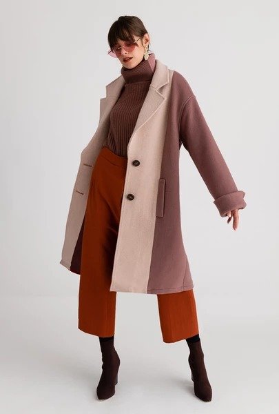 Heidi Wool Coat - Orange & Rose