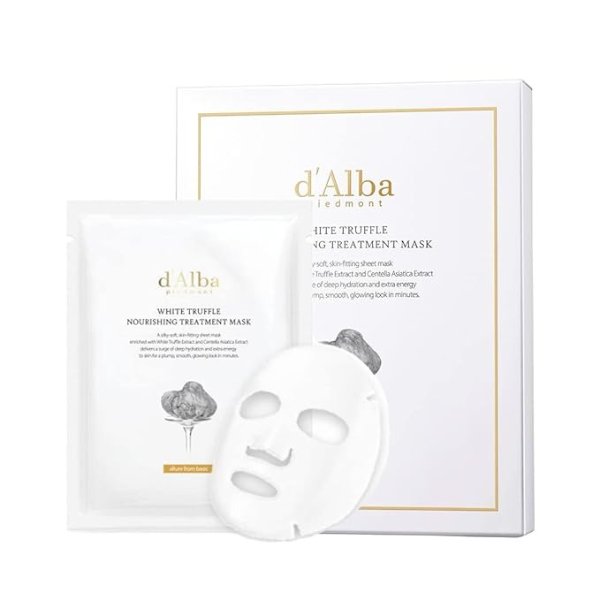 d’Alba Italian White Truffle Nourishing Mask, Vegan Skincare, Nourishing Sheet Mask with White Truffles for Dry and Tired Skin, Deep Hydration Mask