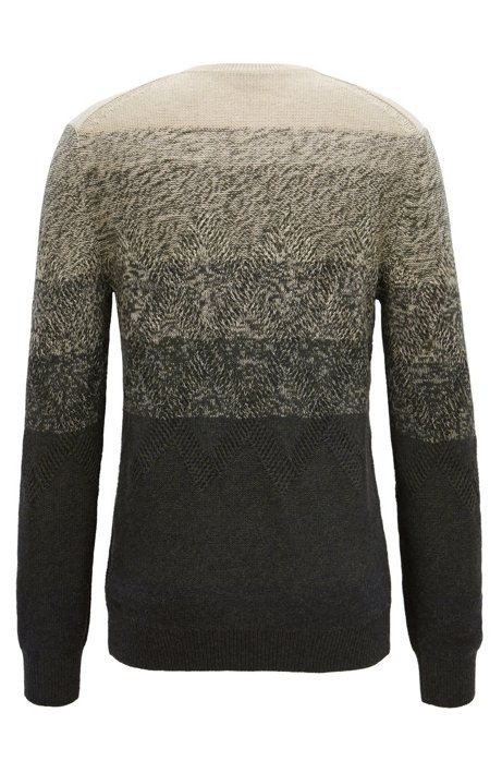 Degrade sweater with Aran-knit detailing