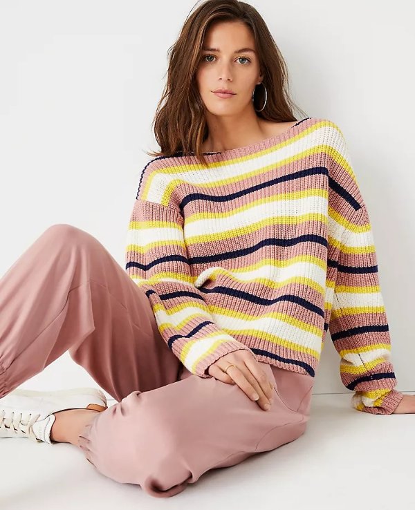 Striped Boatneck Sweater | Ann Taylor