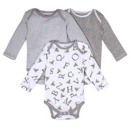 A-Bee-C Organic Baby 3 Pack Long Sleeve Bodysuits