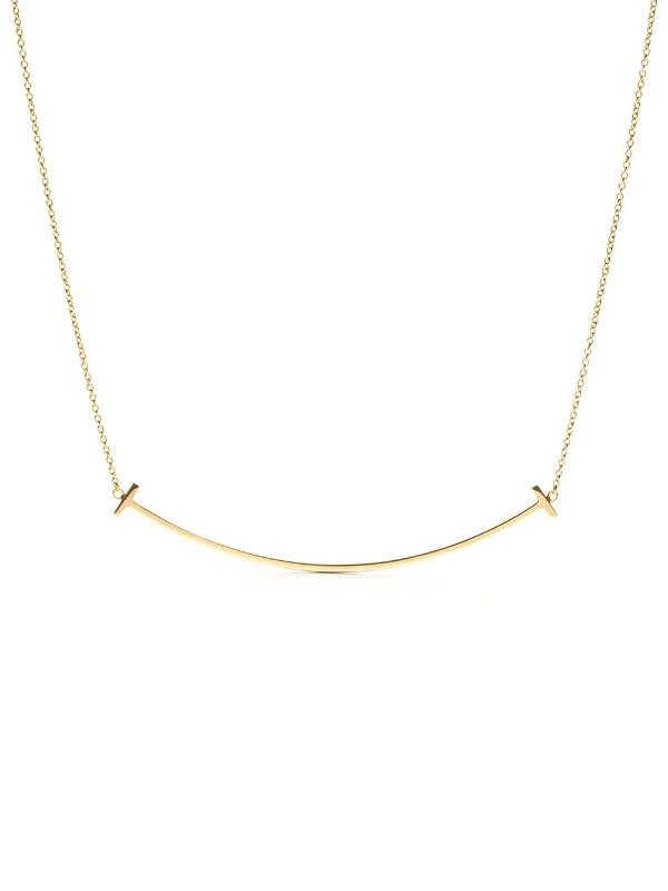 18kt yellow gold Tiffany T smile pendant necklace