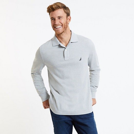 Long Sleeve Solid Classic Fit Pique Polo