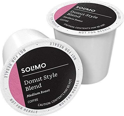 Amazon Brand - 100 Ct. Solimo Donut Style Blend Medium-Light Roast Coffee Pods, Compatible with Keurig 2.0 K-Cup Brewers