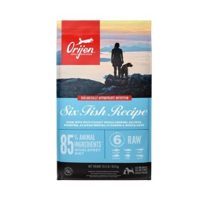 ORIJEN Six Fish Dry Dog Food, Grain Free and Chicken Free Dog Food, Fresh or Raw Ingredients, 23.5lb