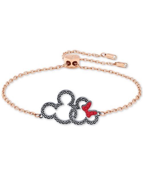 Rose Gold-Tone Crystal Mickey & Minnie Mouse Slider Bracelet
