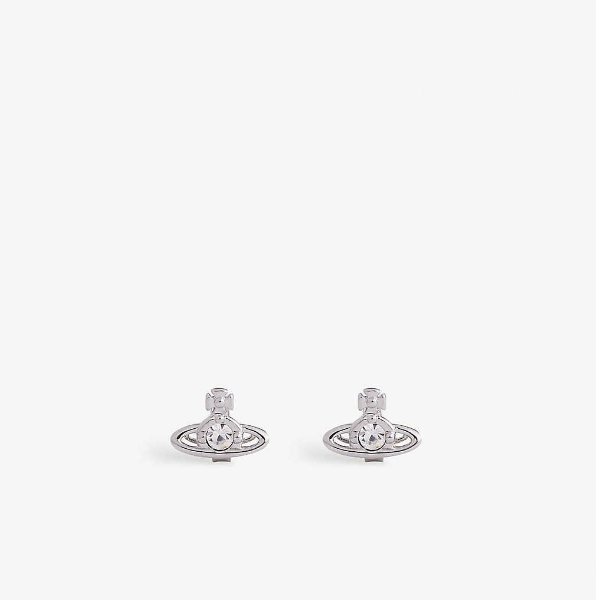 Nano Solitaire platinum-plated brass and crystal stud earrings