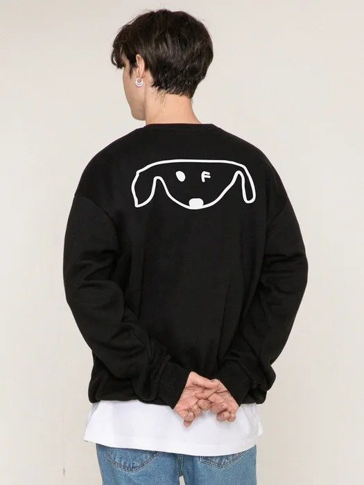 Back Drawing Dog White Clip Sweatshirt Five Color