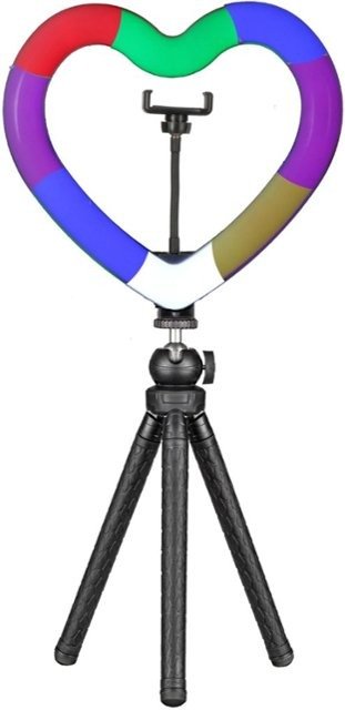Sunpak - 10" Heart-Shaped Rainbow Vlogging Kit with Bluetooth Remote - Black