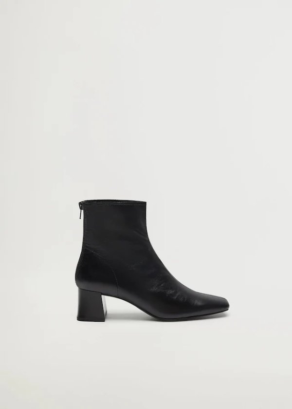 Squared toe leather ankle boots - Women | Mango USA