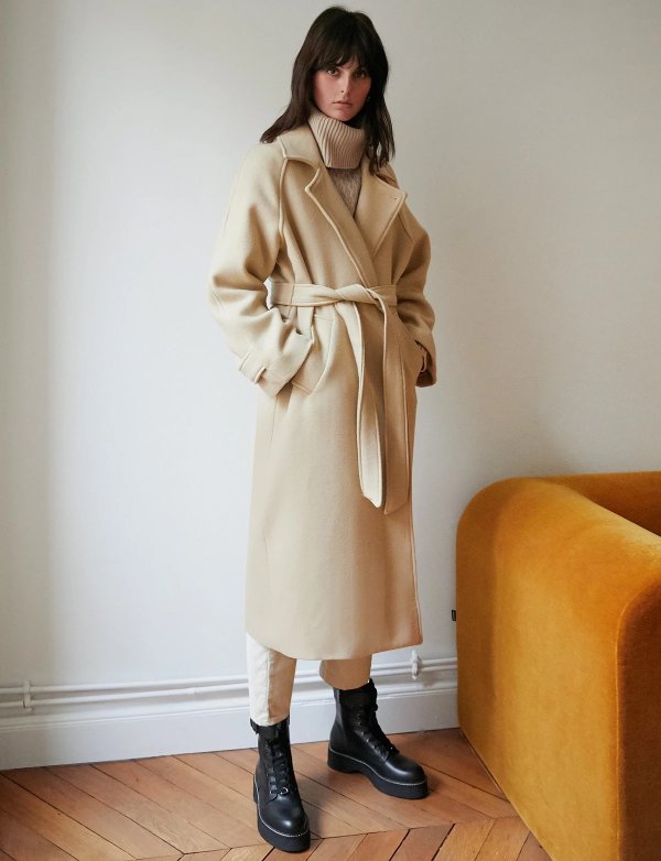 Beige Wool Everyday Coat
