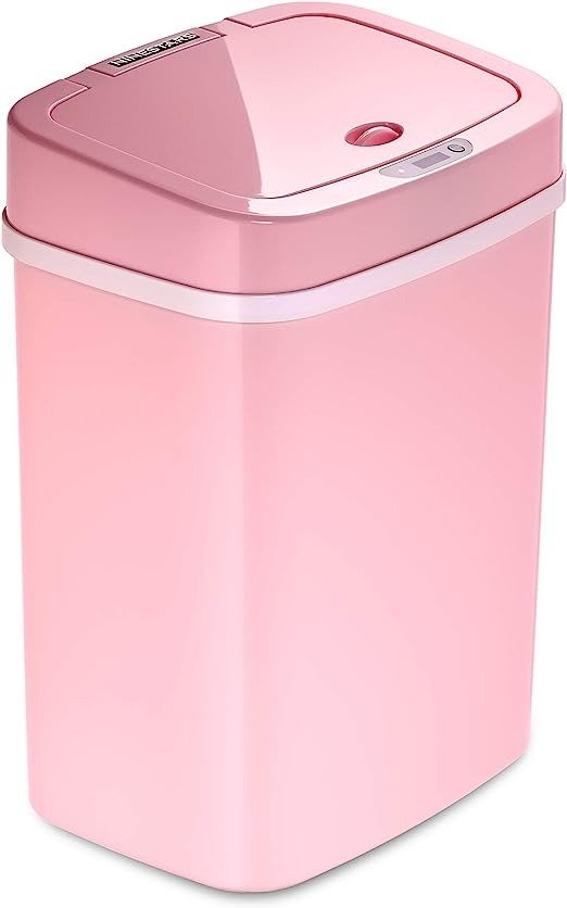 DZT-12-5PK Bedroom or Bathroom Automatic Touchless Infrared Motion Sensor Trash Can, 3 Gal 12 L, ABS Plastic (Rectangular, Pink) Trashcan