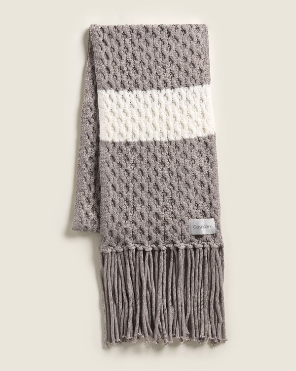 Stripe Cable Knit Scarf