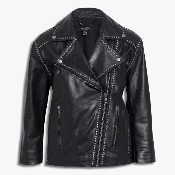Talia studded leather biker jacket