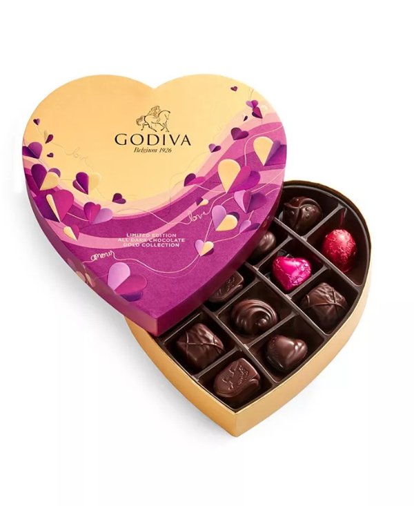 情人节黑巧克力14颗心形礼盒