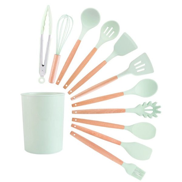 2.12US $ 59% OFF|Silicone Cooking Utensil Set Soup Spoon Brush Ladle Pasta Wooden Handle Spatula Colander Non-stick Cookware Kitchen Tools New - Cooking Tool Sets - AliExpress