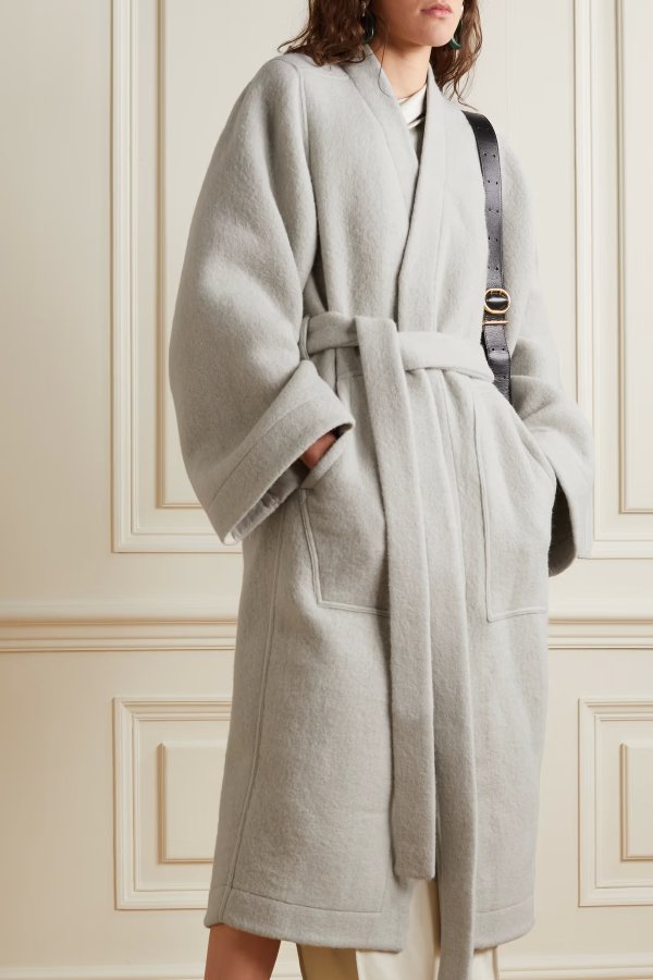 Belted wool and alpaca-blend coat