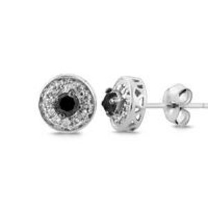 1/3 Carat Black and White Diamond Earrings in Sterling Silver