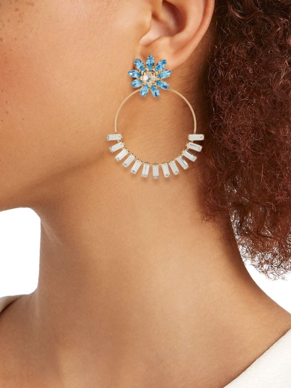 - Goldtone Crystal Hoop Earrings