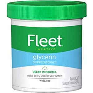 Fleet Laxative Glycerin Suppositories for Adult Constipation, Adult Laxative Jar Aloe vera, 50 Count