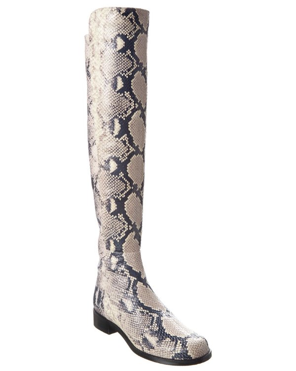 Python-Embossed Leather Over-The-Knee Boot