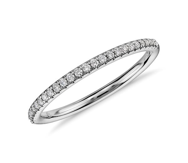 Petite Micropave Diamond Ring in 14k White Gold (1/10 ct. tw.) | Blue Nile