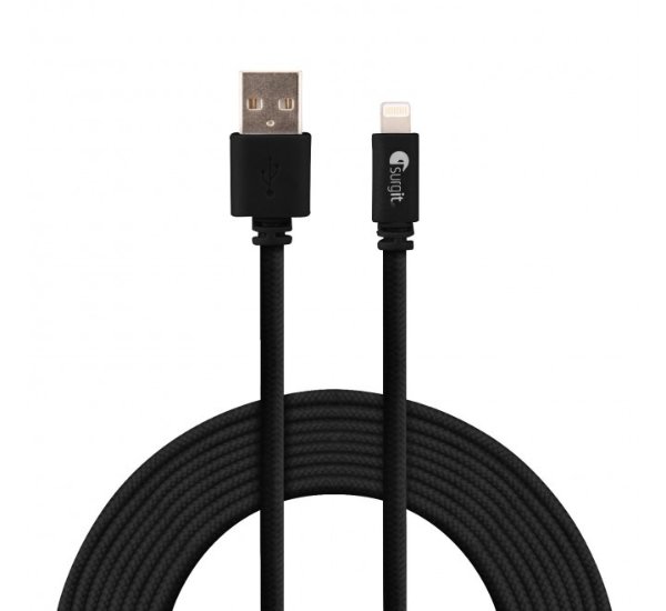 Surgit 13' Lightning Charge & Sync Cable (Black)