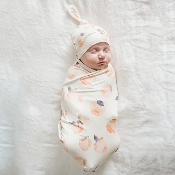 2Pcs Newborn Baby Swaddle Blanket Printing Infant Swaddle Wrap Sleeping Bag Hat Outfits Photograph