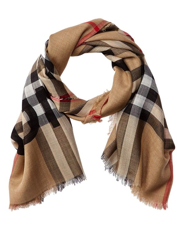 Horseferry Print Check Wool Silk Large Square Scarf