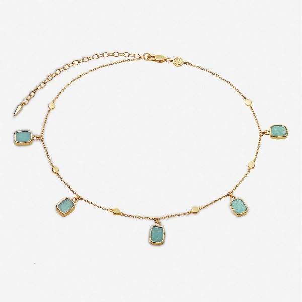 Lena 18ct yellow gold-vermeil and amazonite choker necklace
