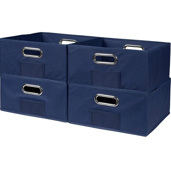Niche Cubo Half-Size Foldable Fabric Storage Bins (Set of 4), Blue