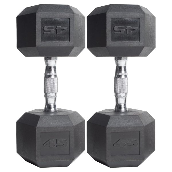 (2 pack) CAP Barbell Coated Hex Dumbbell, Single 45 Lbs.